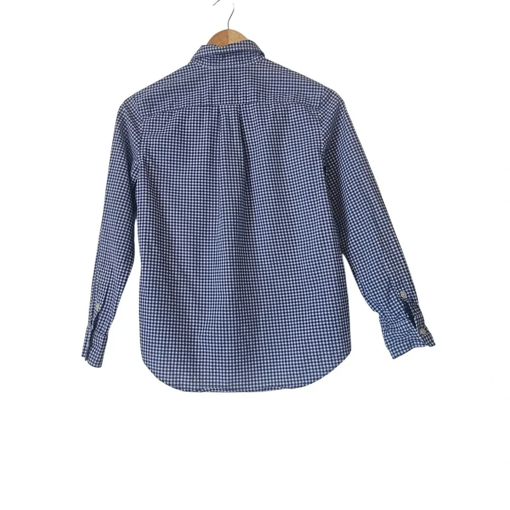 Ralph Lauren Boys M 10-12 Blue White Gingham Natural Stretch Button Down Shirt
